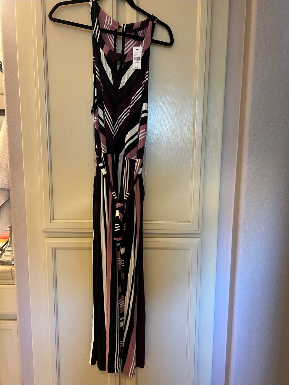 Lane Bryant 22/24 p Sleeveless Striped soft Maxi Dress in Mauve, Black and White